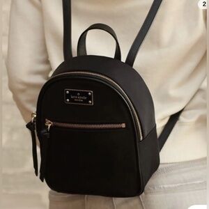 Kate Spade NY Bradley mini backpack nylon leather trim purse in black
